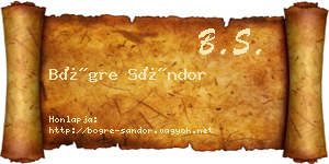 Bögre Sándor névjegykártya